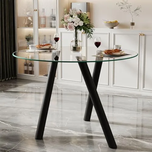 35 round dining table for 4 modern round glass dining table with metal legs round kitchen table for dining room home office small spaces